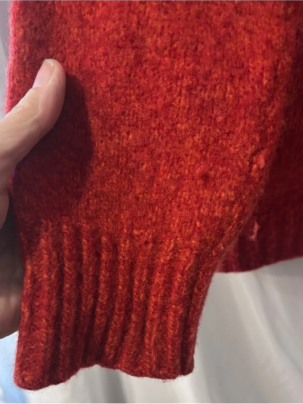 J.Crew Mens XXL 100% Wool Sweater Red Orange Heather Raglan Crewneck Pullover
